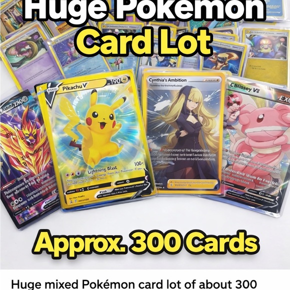 Pokemon Trading Cards - Yellow Blue Pink